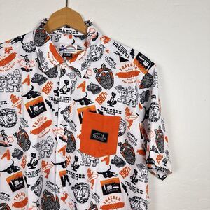 Traeger Grills x PSI Button-Up Party Shirt Novelty Print Short Sleeve Large Rare